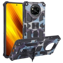 Чехол Military Shield для Xiaomi Poco X3 / X3 Pro бампер противоударный с подставкой Navy-Blue