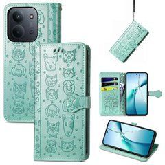 Чехол Embossed Cat and Dog для Xiaomi Poco C85 4G EU 173 mm книжка кожа PU с визитницей мятный