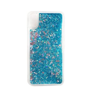 Чехол Glitter для Huawei Y5 2019 бампер Жидкий блеск аквариум синий
