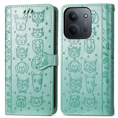 Чохол Embossed Cat and Dog для Xiaomi Poco C85 4G EU 173 mm книжка шкіра PU з візитницею м'ятний
