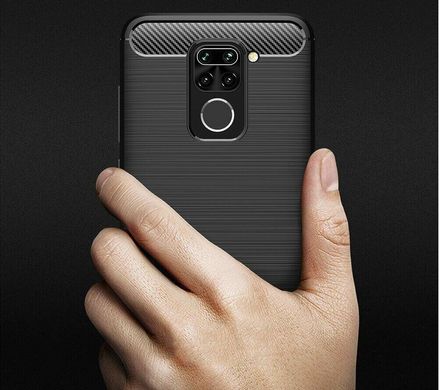 Чехол Carbon для Xiaomi Redmi Note 9 защитный бампер Black