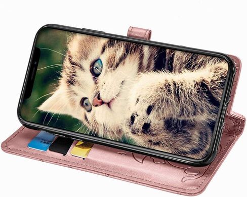Чехол Embossed Cat and Dog для Iphone 11 Pro Max книжка с визитницей кожа PU розовое золото