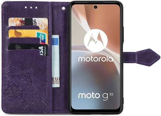Чехол Vintage для Motorola Moto G32 книжка кожа PU с визитницей фиолетовый