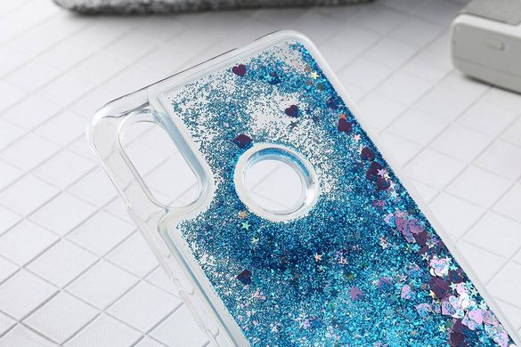 Чехол Glitter для Samsung Galaxy A20S 2019 / A207F бампер Жидкий блеск Синий