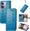 Чехол Embossed Cat and Dog для OPPO A40m / CPH2669 книжка кожа PU с визитницей голубой