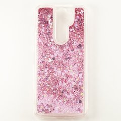 Чехол Glitter для Xiaomi Redmi Note 8 Pro Бампер Жидкий блеск сердце розовый
