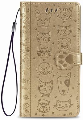 Чехол Embossed Cat and Dog для Samsung Galaxy M21 / M215 книжка кожа PU Gold
