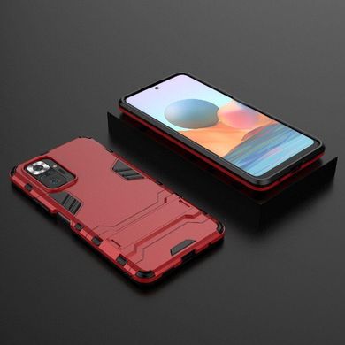Чехол Iron для Xiaomi Redmi Note 10 Pro противоударный бампер с подставкой Red