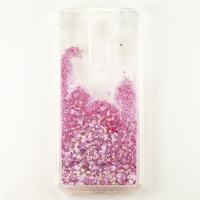 Чехол Glitter для Xiaomi Redmi Note 8 Pro Бампер Жидкий блеск сердце розовый