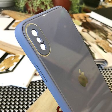 Чехол Color-Glass для Iphone XS Max бампер с защитой камер Blue