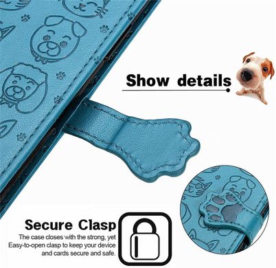 Чехол Embossed Cat and Dog для Xiaomi Redmi 12C книжка кожа PU с визитницей голубой