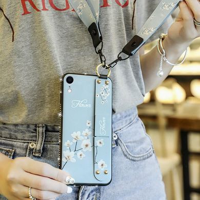 Чехол Lanyard для Iphone XR бампер с ремешком Blue