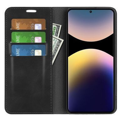 Чехол Taba Retro-Skin для Xiaomi Redmi Note 14 Pro 4G книжка с визитницей кожа PU черный
