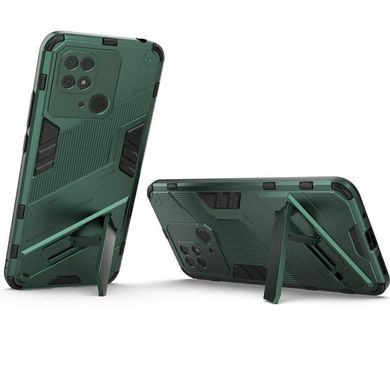 Чехол Bibercas Iron для Xiaomi Redmi 10C бампер противоударный с подставкой Green