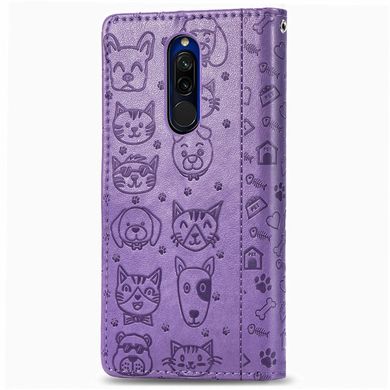 Чехол Embossed Cat and Dog для Xiaomi Redmi 8 книжка кожа PU Purple