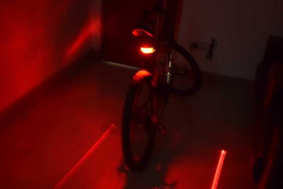 Велосипедний задній ліхтар з лазером Robesbon мигалка з лазерною доріжкою Line червоний
