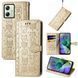 Чохол Embossed Cat and Dog для Motorola Moto G54 / G54 Power книжка шкіра PU з візитницею золотистий