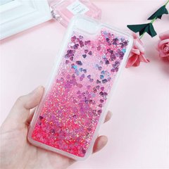 Чехол Glitter для Iphone 7 Plus / 8 Plus Бампер Жидкий блеск сердце Розовый