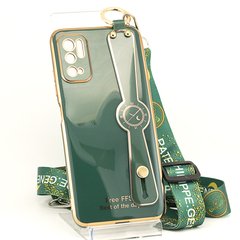 Чехол Luxury для Xiaomi Poco M3 Pro бампер с ремешком Green
