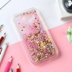 Чехол Glitter для Samsung Galaxy A3 2017 / A320 Бампер Жидкий блеск звезды розовый
