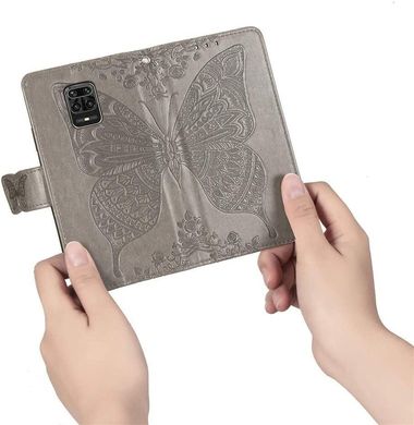 Чехол Butterfly для Xiaomi Redmi Note 9 Pro книжка кожа PU серый