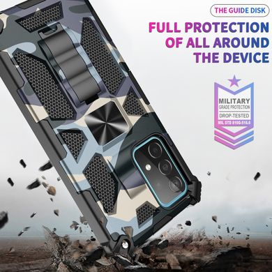 Чехол Military Shield для Samsung Galaxy A52 / A525 бампер противоударный с подставкой Navy-Blue