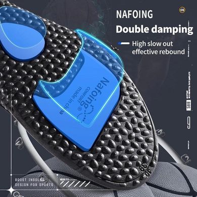 Стельки спортивные Nafoing для кроссовок и спортивной обуви амортизирующие дышащие Black 37-38