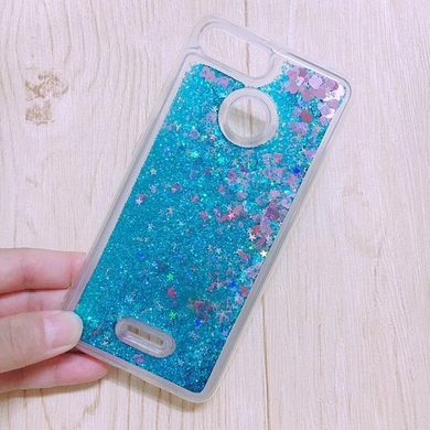 Чехол Glitter для Xiaomi Redmi 6 Бампер Жидкий блеск Синий