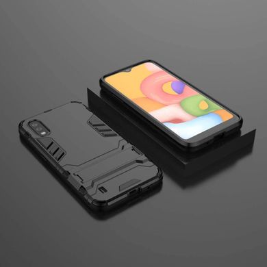 Чехол Iron для Samsung Galaxy A01 2020 / A015F противоударный бампер с подставкой Black