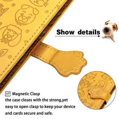 Чехол Embossed Cat and Dog для Xiaomi Redmi 10A книжка кожа PU с визитницей желтый