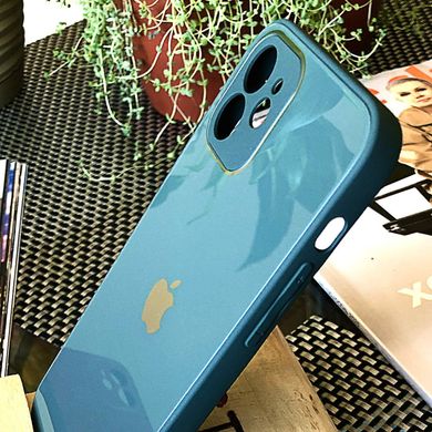 Чехол Color-Glass для Iphone 12 бампер с защитой камер Green