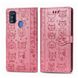 Чохол Embossed Cat and Dog для Samsung Galaxy M21 / M215 книжка шкіра PU Pink