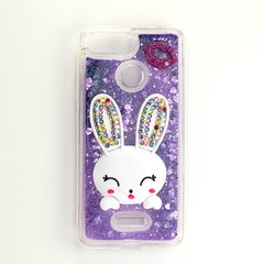 Чехол Glitter для Xiaomi Redmi 6A бампер жидкий блеск Заяц Фиолетовый