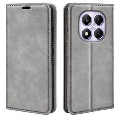 Чехол Taba Retro-Skin для Xiaomi Redmi Note 14 Pro 4G книжка с визитницей кожа PU серый