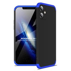 Чехол GKK 360 для Iphone 12 Бампер оригинальный без выреза Black-Blue