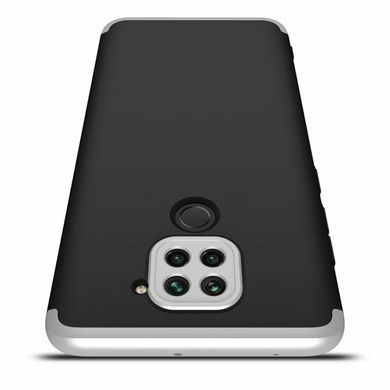 Чехол GKK 360 для Xiaomi Redmi Note 9 бампер противоударный Black-Silver