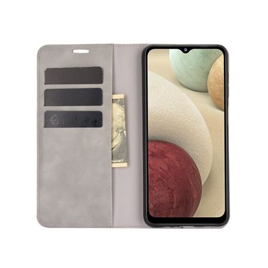 Чехол Taba Retro-Skin для Samsung Galaxy A12 2021 / A12 книжка кожа PU с визитницей серый