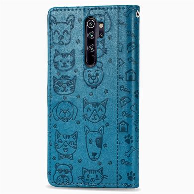 Чохол Embossed Cat and Dog для Xiaomi Redmi Note 8 Pro книжка шкіра PU Blue