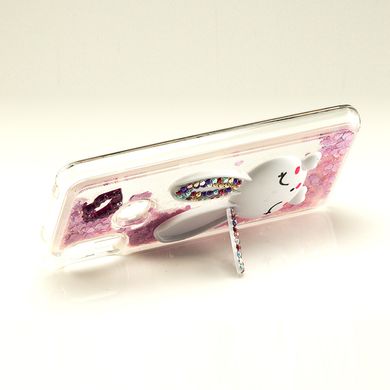 Чехол Glitter для Samsung Galaxy M20 / M205 бампер жидкий блеск Заяц Розовый