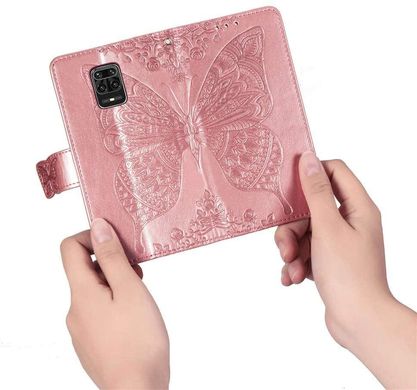 Чохол Butterfly для Xiaomi Redmi Note 9 Pro книжка шкіра PU рожевий