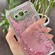 Чехол Glitter для Samsung Galaxy J7 2015 / J700 Бампер Жидкий блеск сердце розовый УЦЕНКА