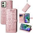Чохол Embossed Cat and Dog для Motorola Moto G54 / G54 Power книжка шкіра PU з візитницею рожеве золото