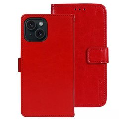 Чехол Idewei для Iphone 15 книжка кожа PU с визитницей красный