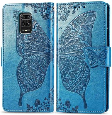 Чехол Butterfly для Xiaomi Redmi Note 9 Pro книжка кожа PU голубой