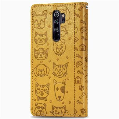 Чохол Embossed Cat and Dog для Xiaomi Redmi Note 8 Pro книжка шкіра PU Yellow