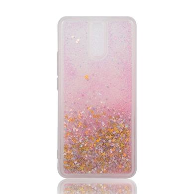 Чехол Glitter для Xiaomi Redmi 8A Бампер Жидкий блеск Звезды Розовый