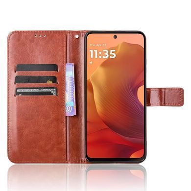 Чехол Idewei для Motorola Moto G15 / G15 Power книжка кожа PU с визитницей коричневый