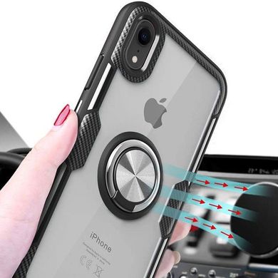 Чехол Crystal для Iphone XR бампер противоударный с подставкой Transparent Black