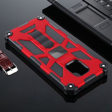 Чехол Shockproof Shield для Xiaomi Redmi Note 9 Pro Max бампер противоударный с подставкой Red