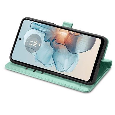Чехол Embossed Cat and Dog для Motorola Moto G04s книжка кожа PU с визитницей мятный